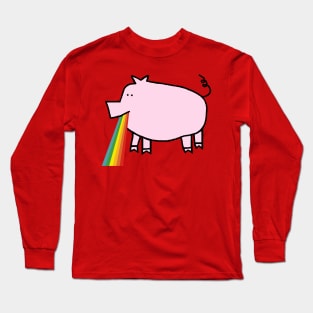 Animals with Rainbow Puke Pink Pig Long Sleeve T-Shirt